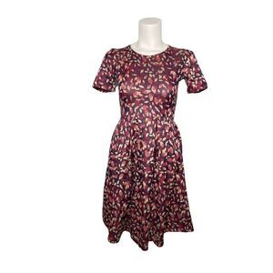 LuLaRoe Amelia Dress Fit‎ & Flare Pockets Blue Red XS